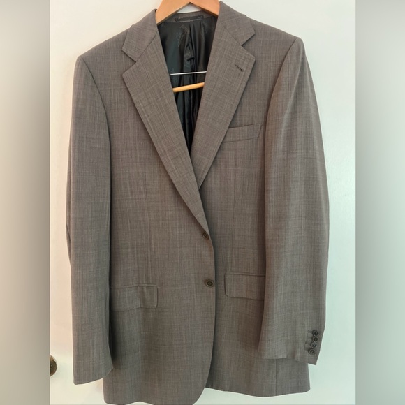 Brioni For Neiman Marcus Wool Blend Nomentano Jacket 40L Tan/grey